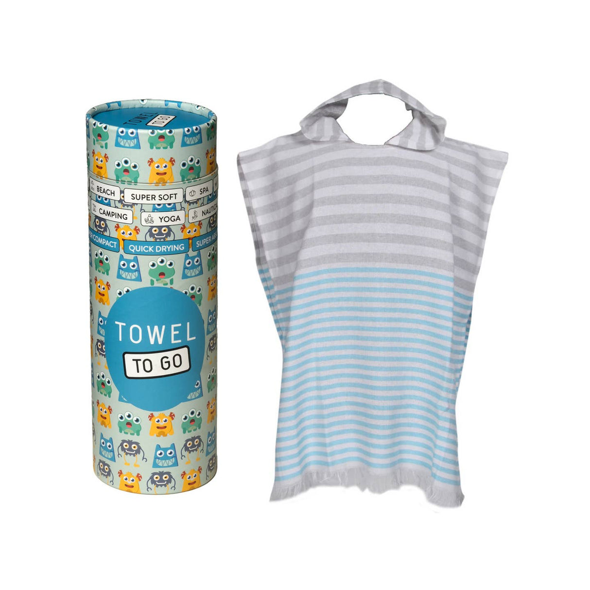 Kinder hamamponcho Playa blauw met geschenkdoos