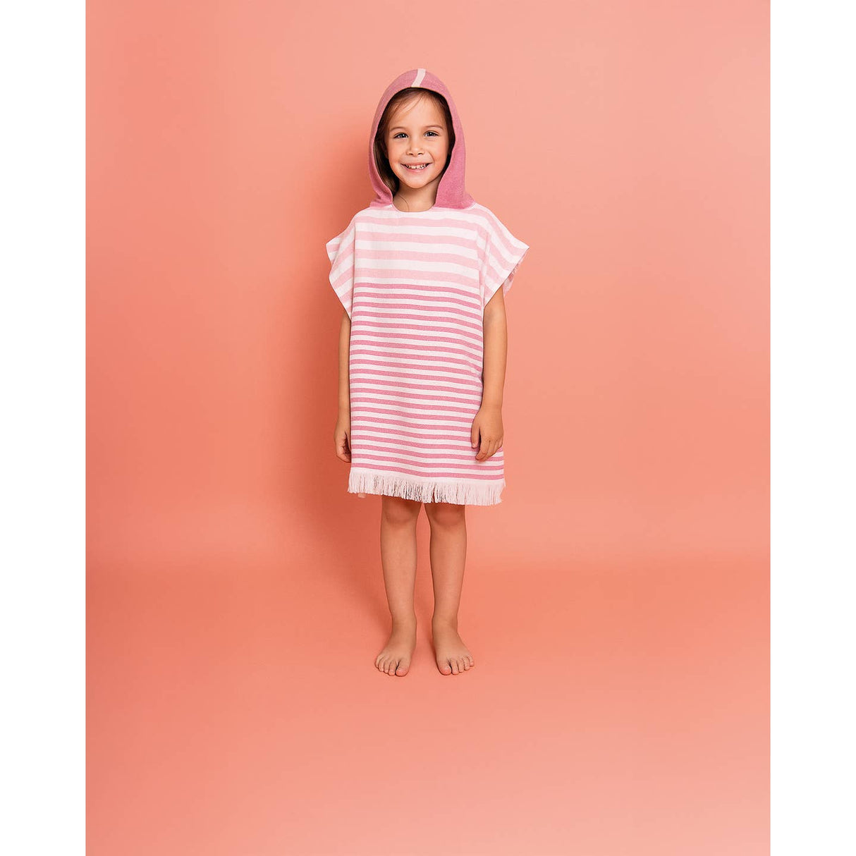 Kinder hamamponcho Playa roze met geschenkdoos