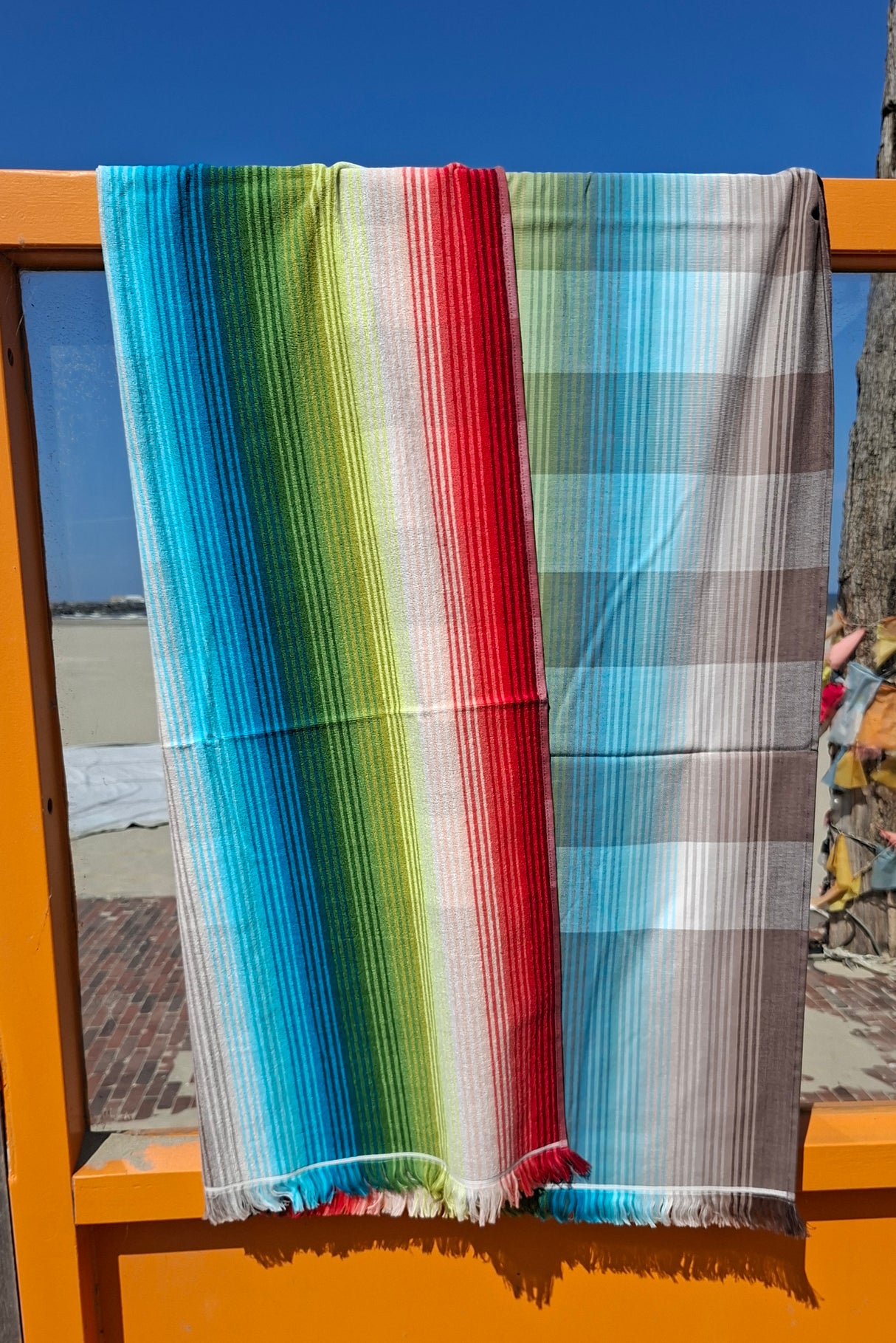 Fouta met badstof geblokt