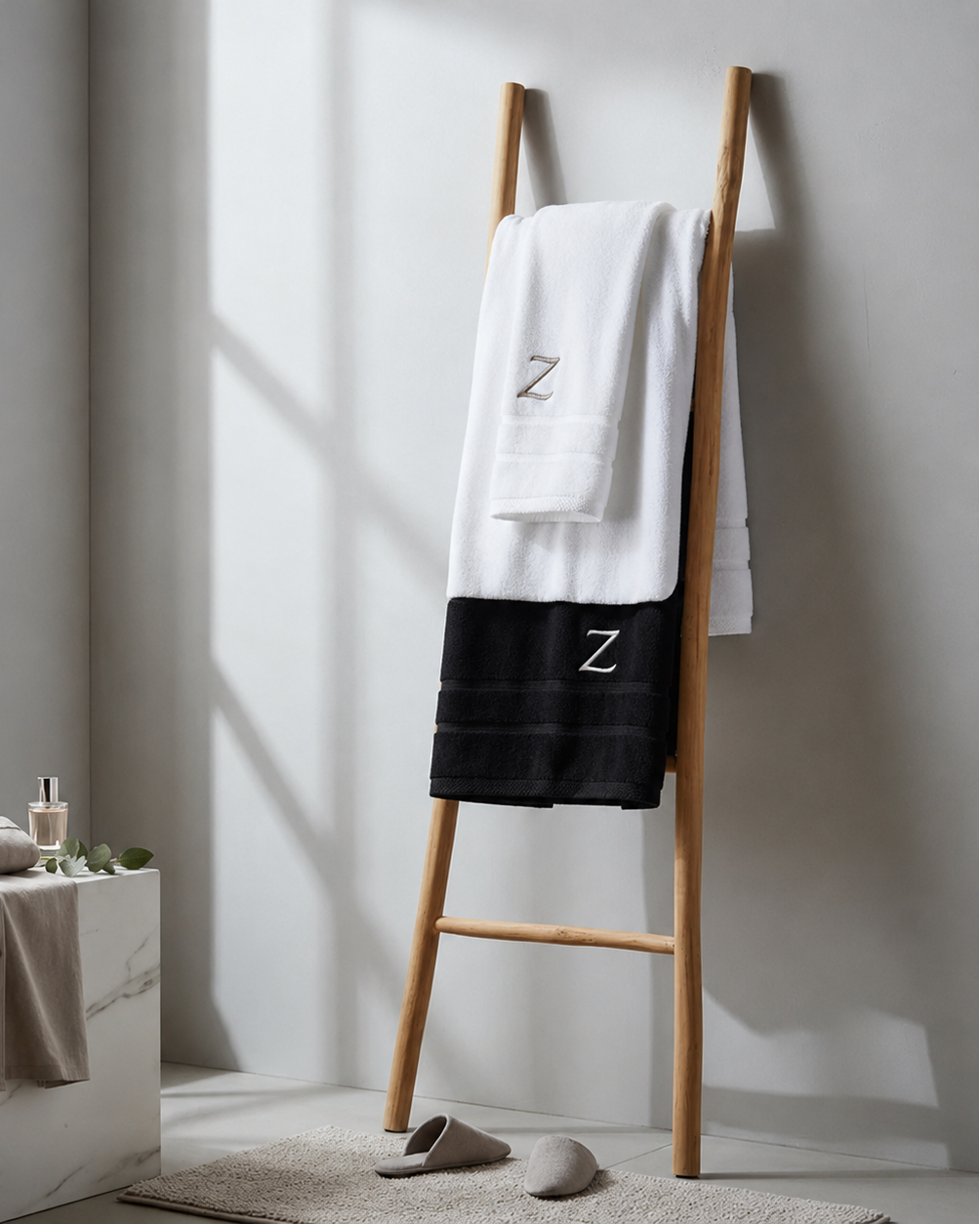 Hotel towels with embroidery