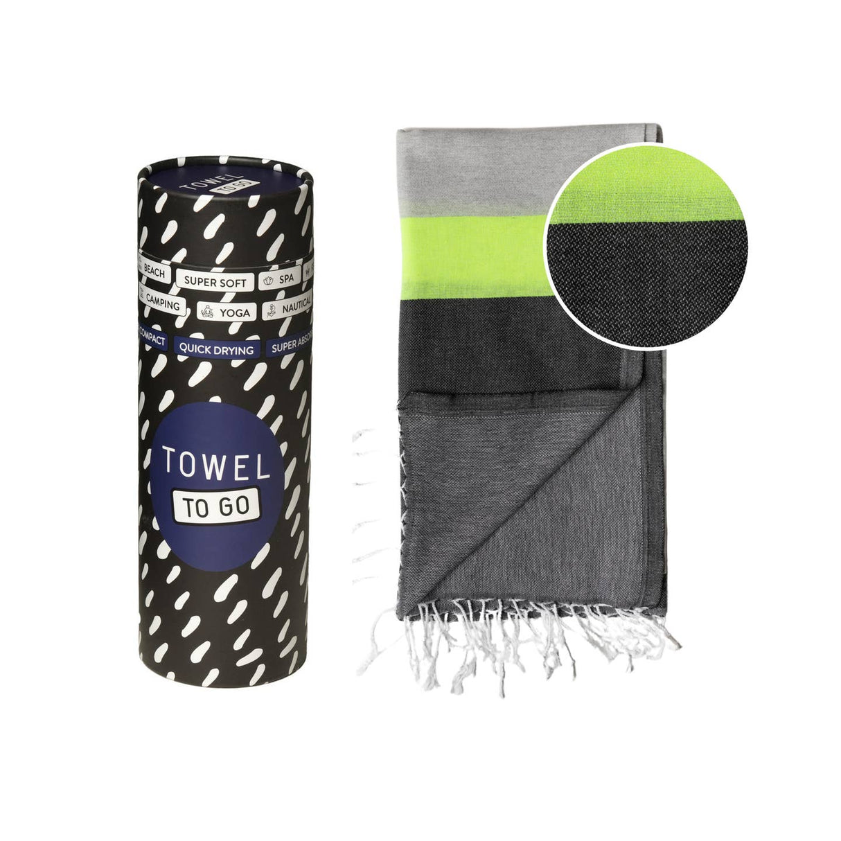 Neon hamamdoek in geschenkdoos - grijs/zwart