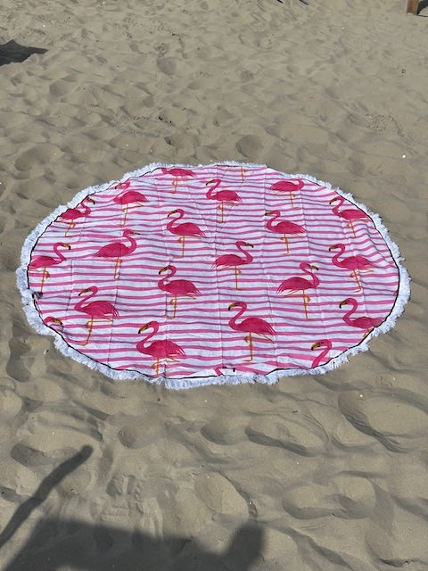 Rond strandlaken Flamingo Roze