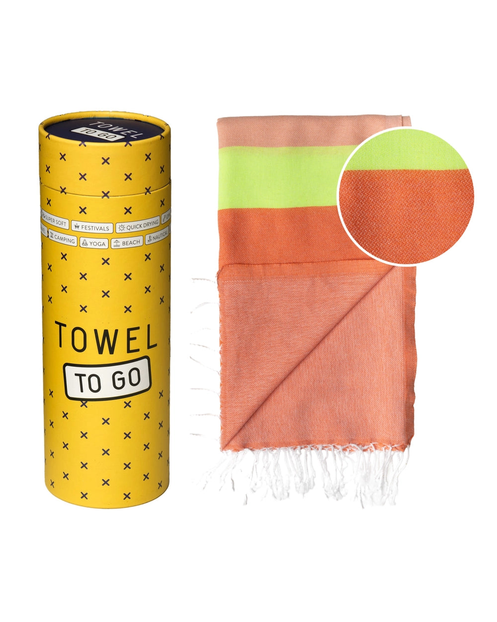 Neon hamamdoek in geschenkdoos - oranje/roze