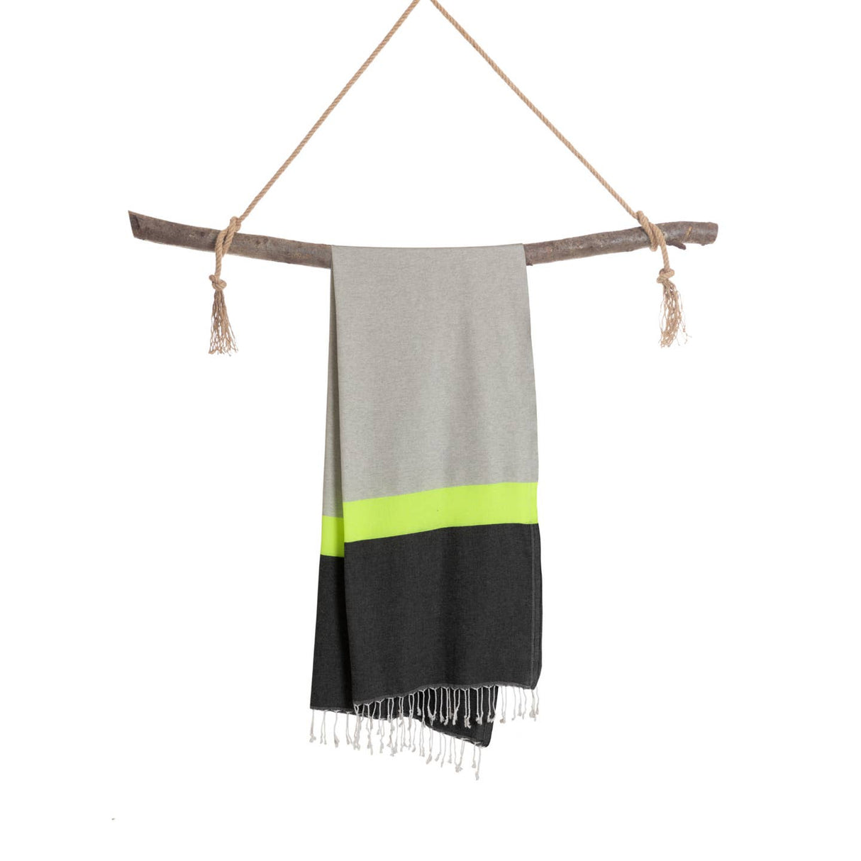Neon hamamdoek in geschenkdoos - grijs/zwart