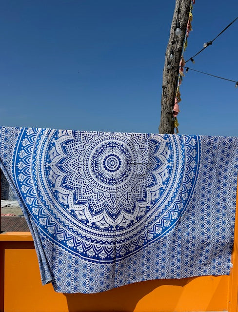 Familie strandlaken Mandala blauw