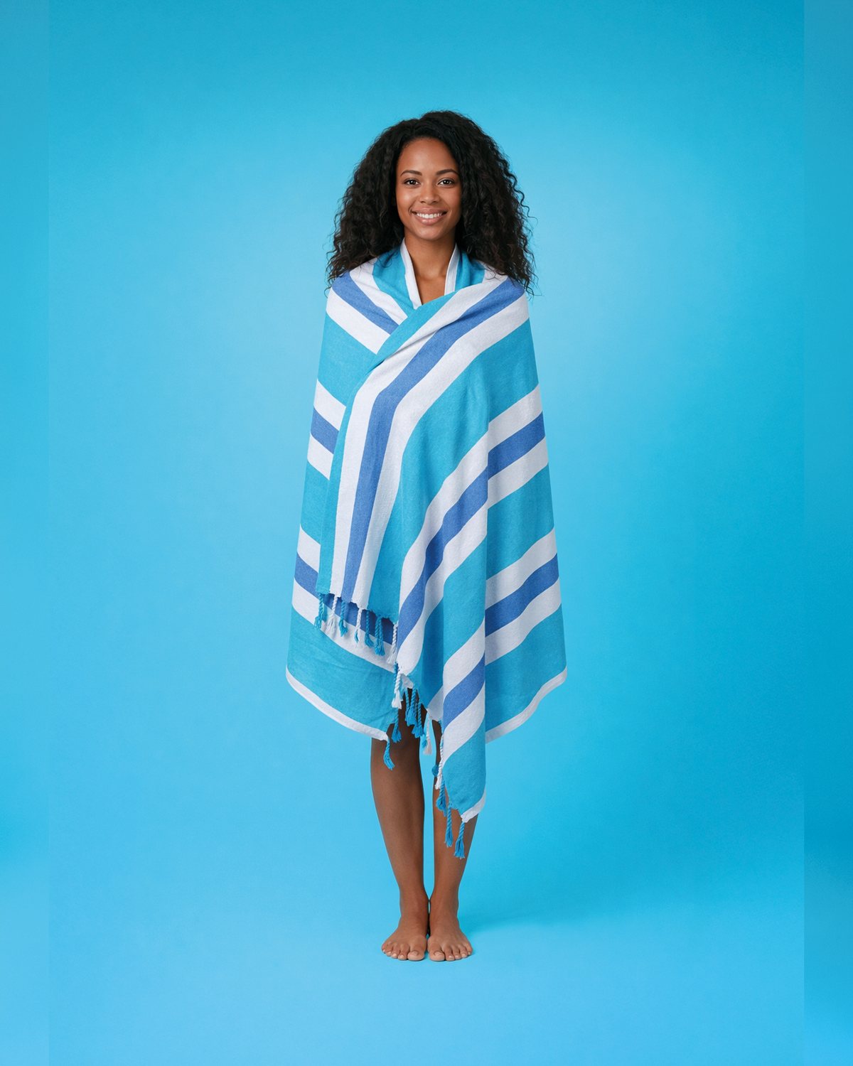 Coral Coast hamamdoek, met gerecyclede doos – blauw