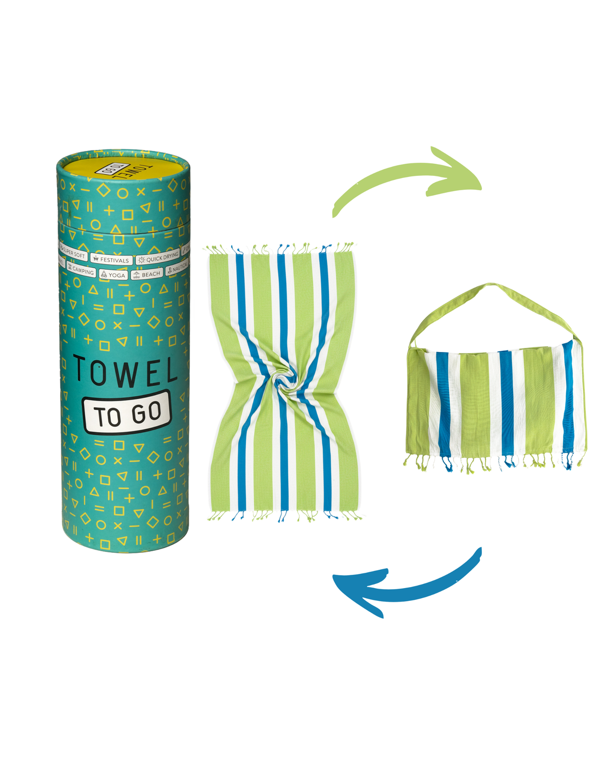 Coral Coast 2-in-1 hamamdoek en Tas - Groen/Blauw