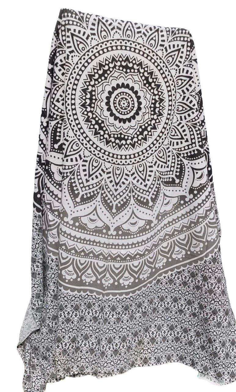 Familie strandlaken Mandala zwart/wit