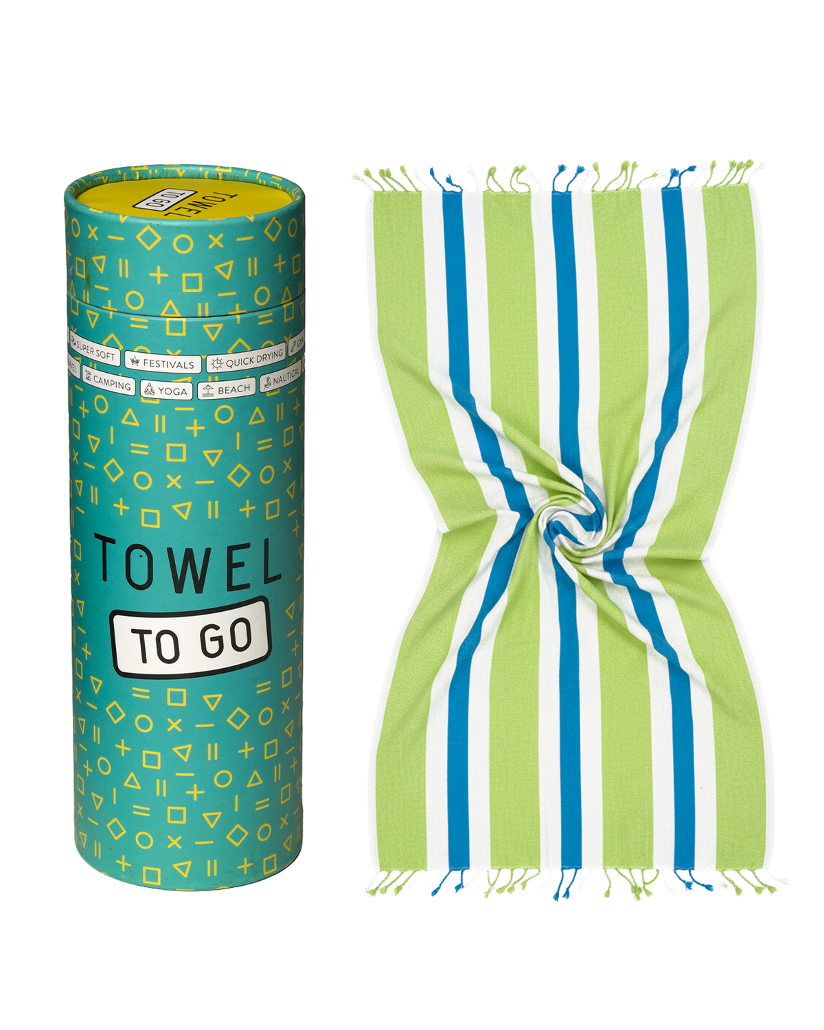 Coral Coast hamamdoek, met gerecyclede doos β groen/blauw