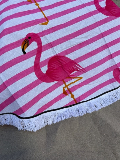 Rond strandlaken Flamingo Roze