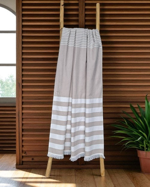 Fouta met badstof gestreept