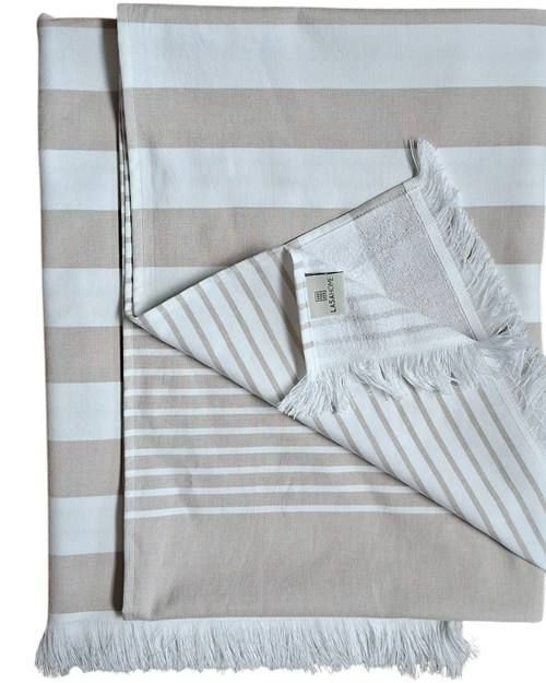 Fouta met badstof gestreept
