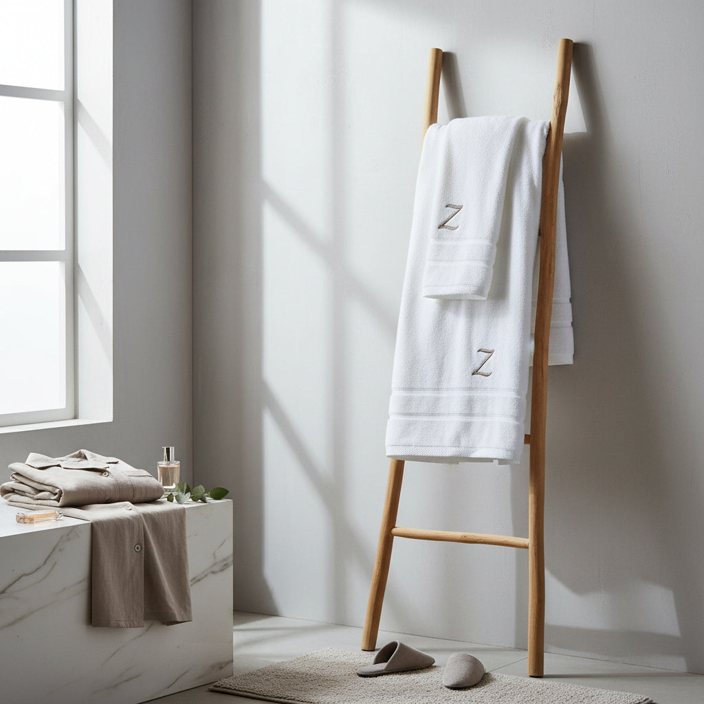 Hotel bath towels with embroidery