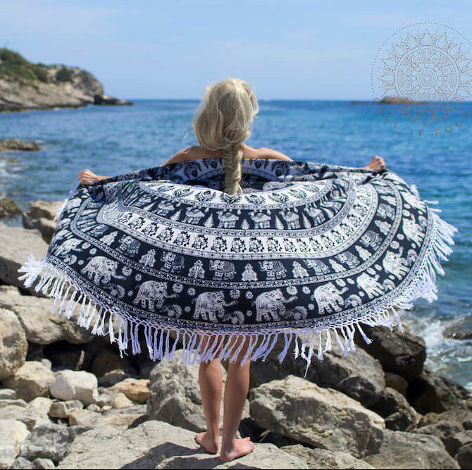 Rond strandlaken Olifant