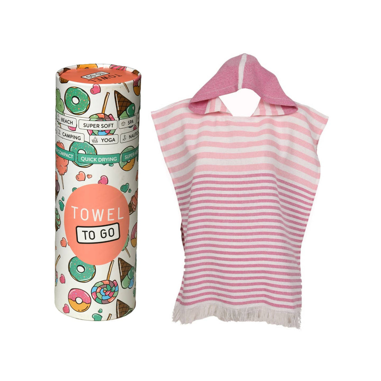 Kinder hamamponcho Playa roze met geschenkdoos