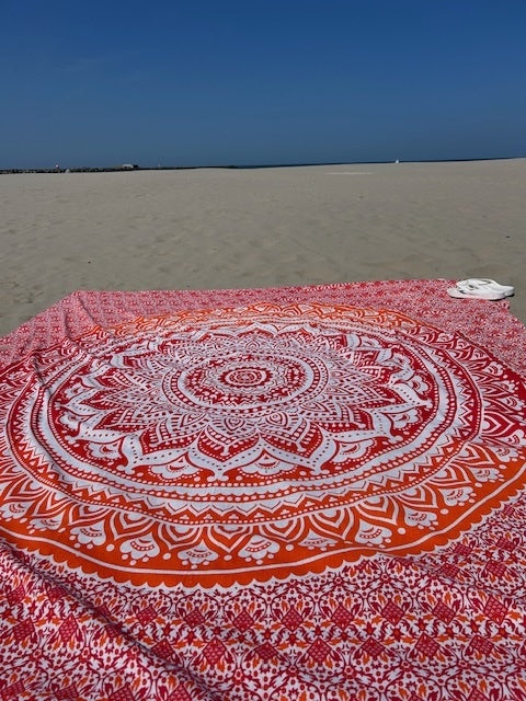 Familie strandlaken Mandala oranje