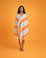 Coral Coast hamamdoek met gerecyclede doos – oranje/mint