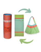 Neon tas & hamamdoek 2-in-1 blauw/groen