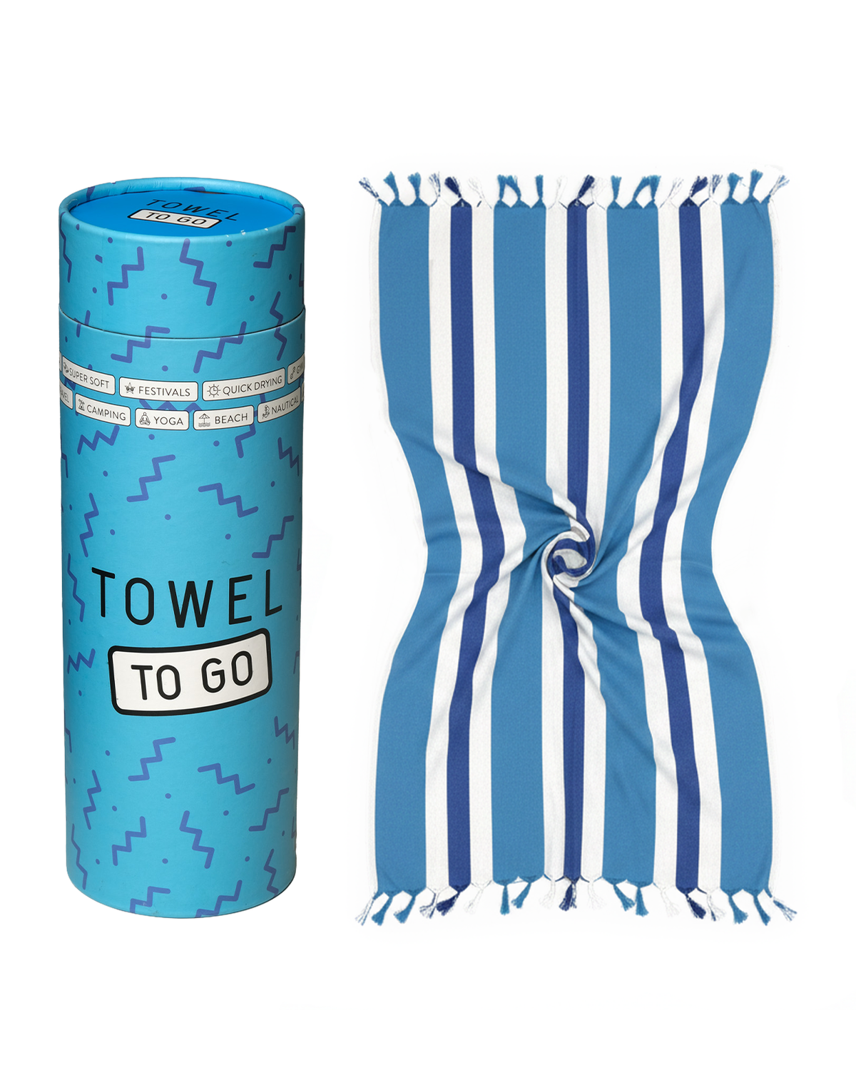 Coral Coast hamamdoek, met gerecyclede doos – blauw