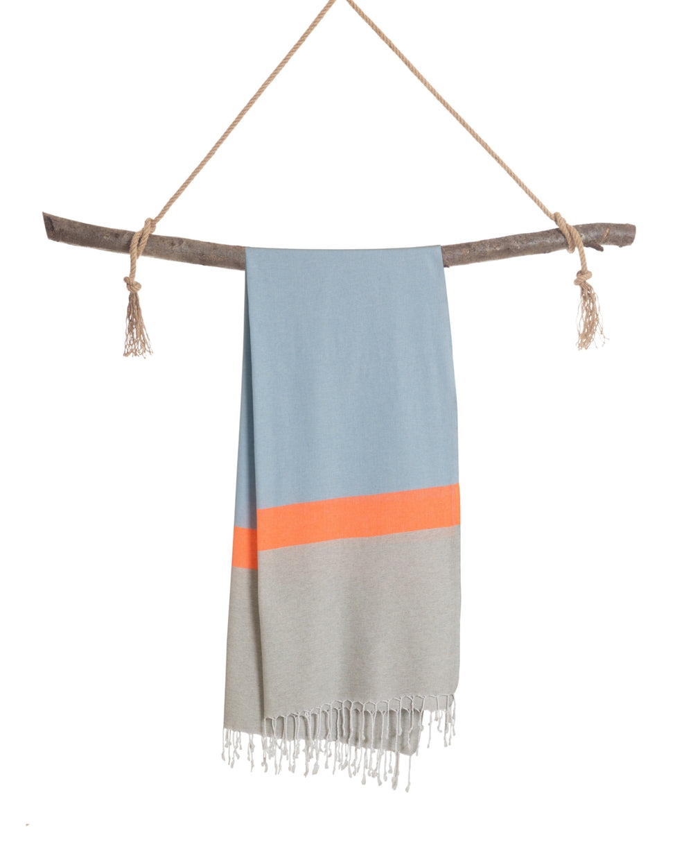 Neon hamamdoek in geschenkdoos - blauw/grijs