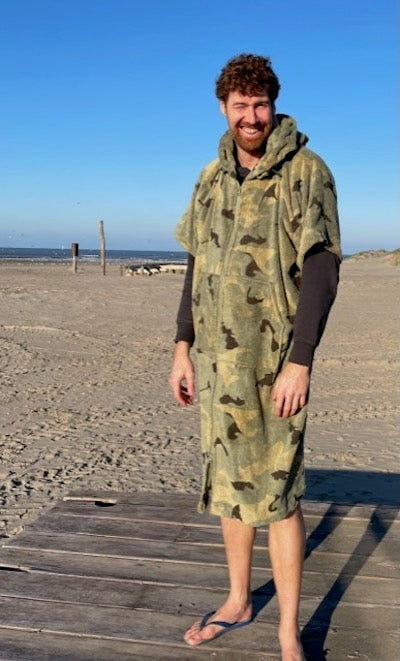 Surfponcho Camouflage met rits