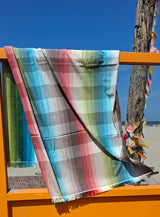 Fouta met badstof geblokt