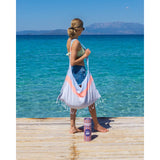 Neon tas & hamamdoek 2-in-1 blauw/grijs