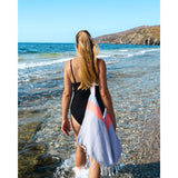 Neon tas & hamamdoek 2-in-1 blauw/grijs