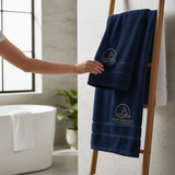 Hotel bath towels with embroidery