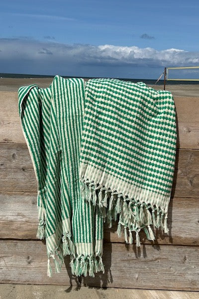 Set grote badstof handdoeken groen