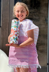Kinder hamamponcho Playa roze met geschenkdoos