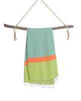 Neon hamamdoek in geschenkdoos - blauw/groen