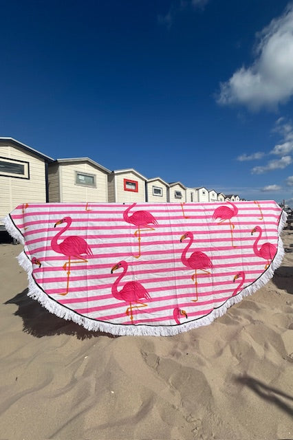 Rond strandlaken Flamingo Roze