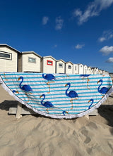 Rond strandlaken Flamingo Blauw
