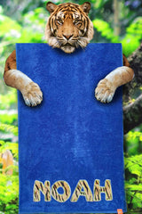 Children's beach towel with animal print