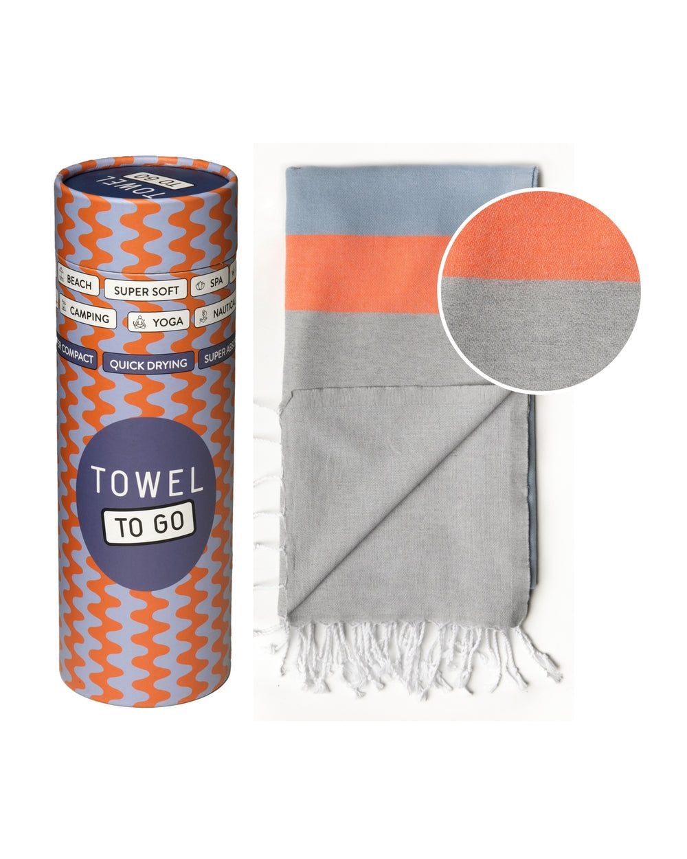 Neon hamamdoek in geschenkdoos - blauw/grijs