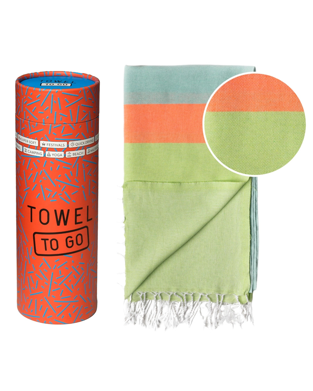 Neon hamamdoek in geschenkdoos - blauw/groen