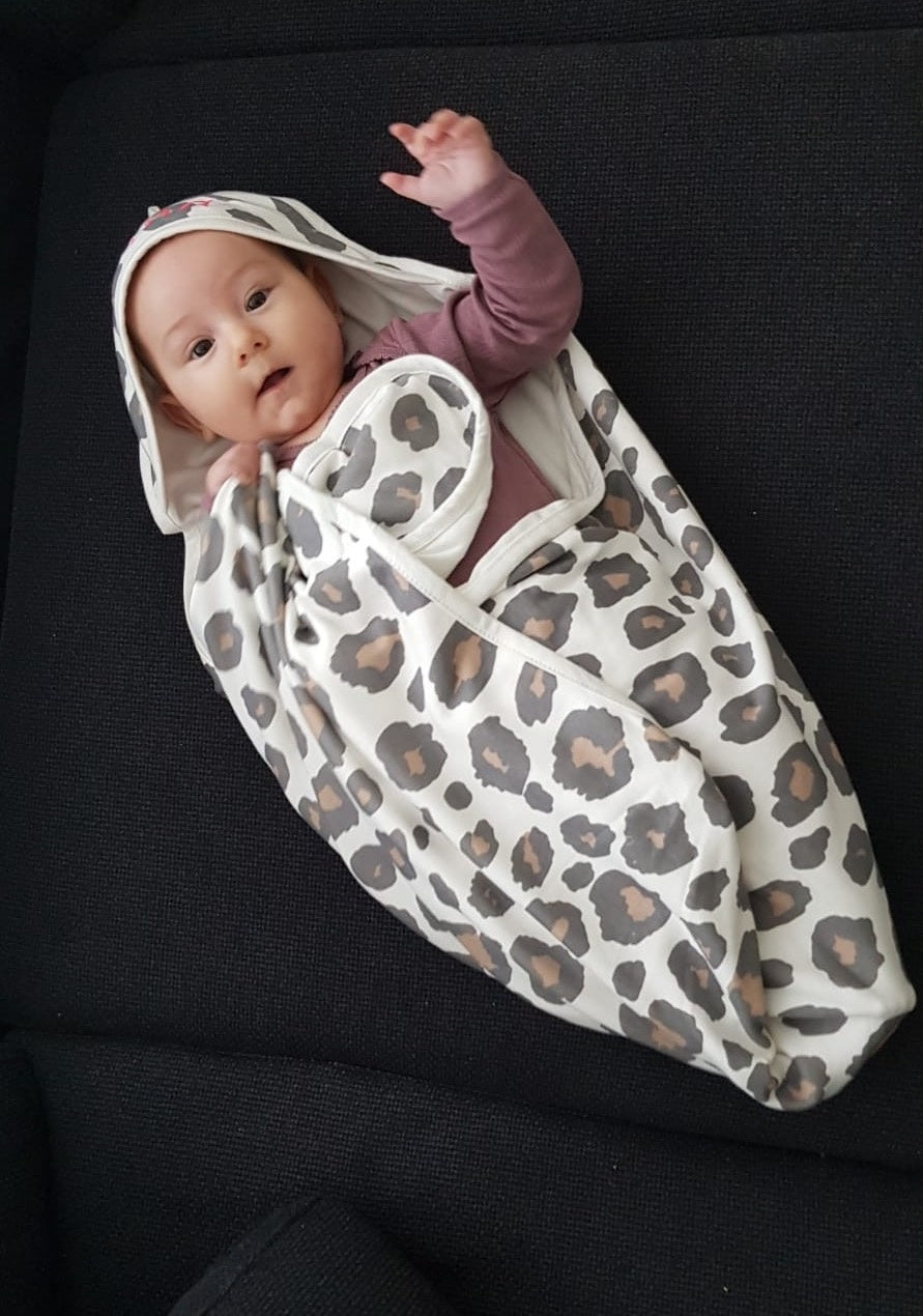 Baby badcape panter met naam