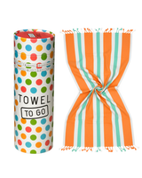 Coral Coast hamamdoek met gerecyclede doos – oranje/mint