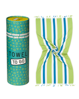 Coral Coast hamamdoek, met gerecyclede doos – groen/blauw
