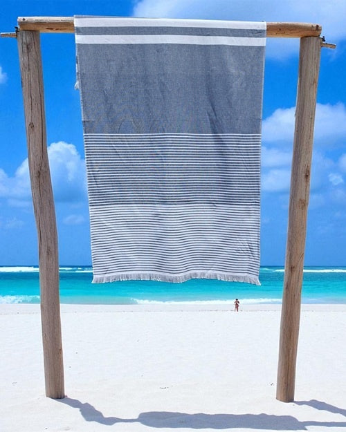 Fouta met badstof gestreept