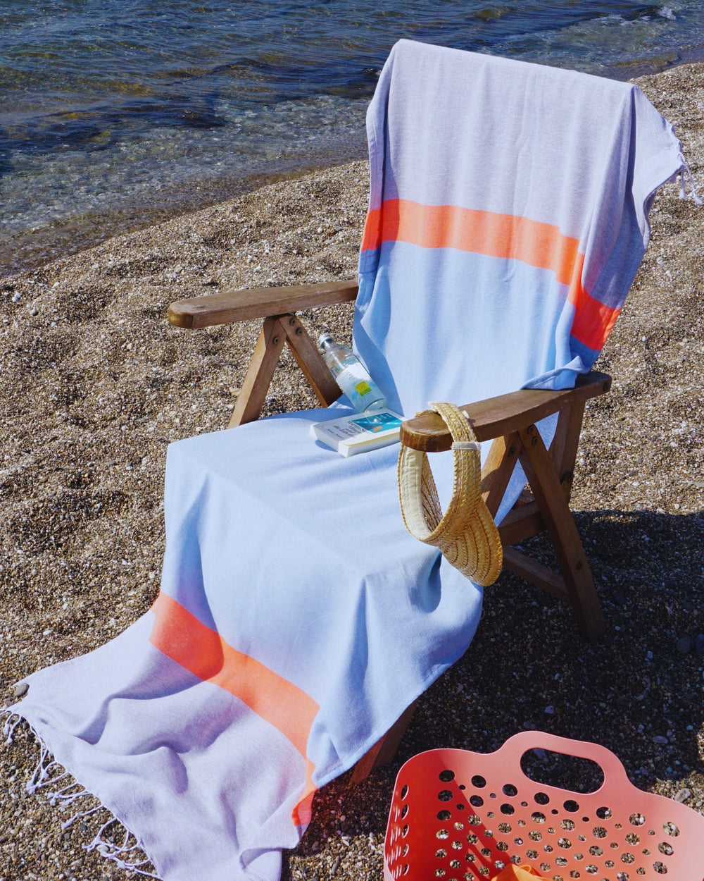 Neon tas & hamamdoek 2-in-1 blauw/grijs