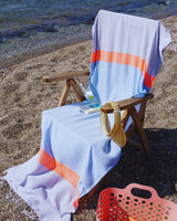 Neon tas & hamamdoek 2-in-1 blauw/grijs