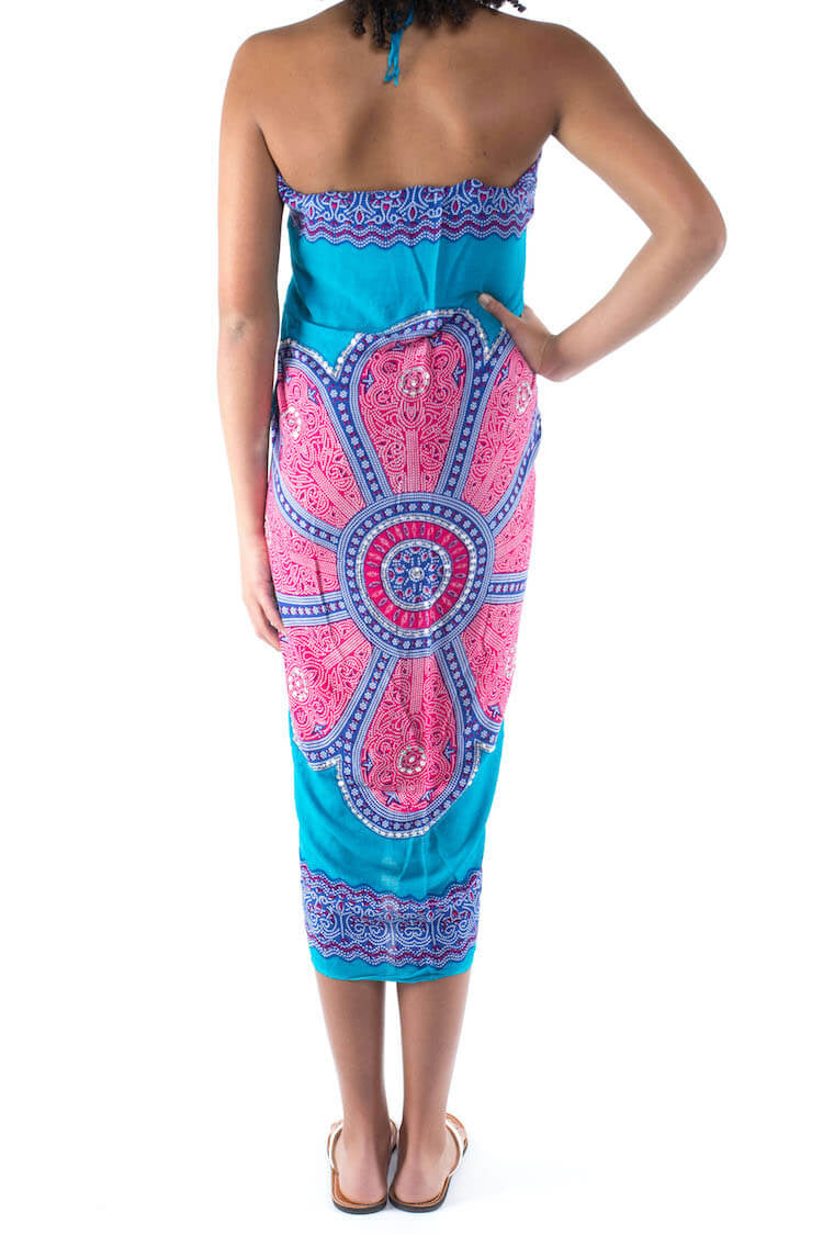 Sarong turquoise/roze
