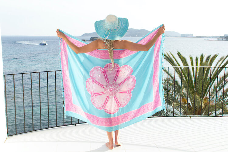 Sarong lichtblauw/lichtroze