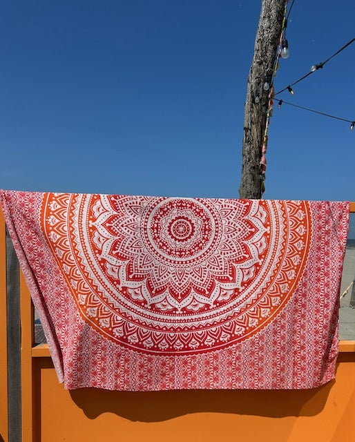 Familie strandlaken Mandala oranje
