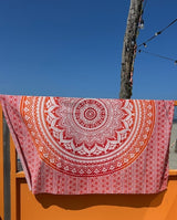 Familie strandlaken Mandala oranje