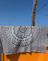 Familie strandlaken Mandala zwart/wit